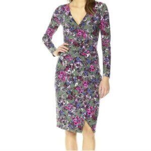 RACHEL Rachel Roy Surplice V-neck Floral Print Faux Wrap Dress Medium